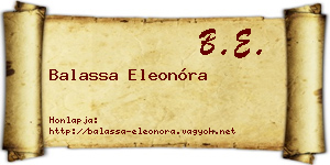 Balassa Eleonóra névjegykártya